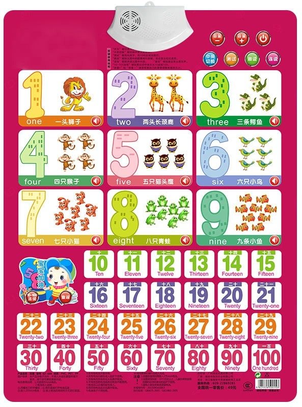 Kids Education Charts - Karta do nauki liczb Książka 1-100