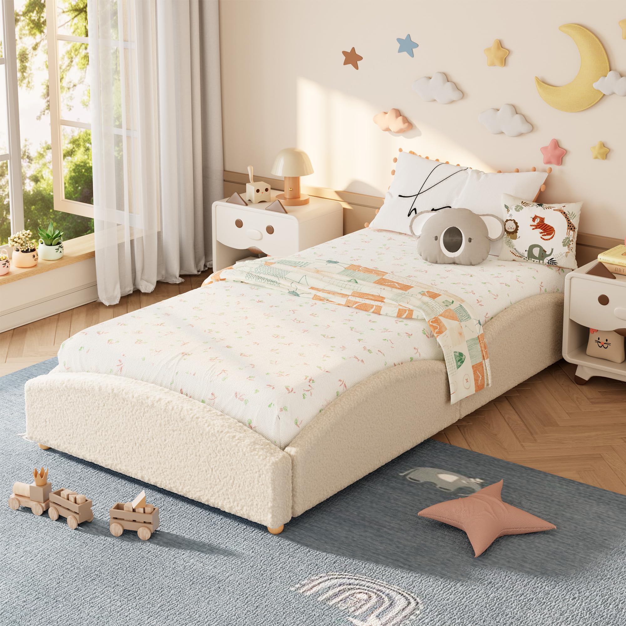 Kids Education Design - Tapicerowane łóżko podłogowe w kształcie chmurki