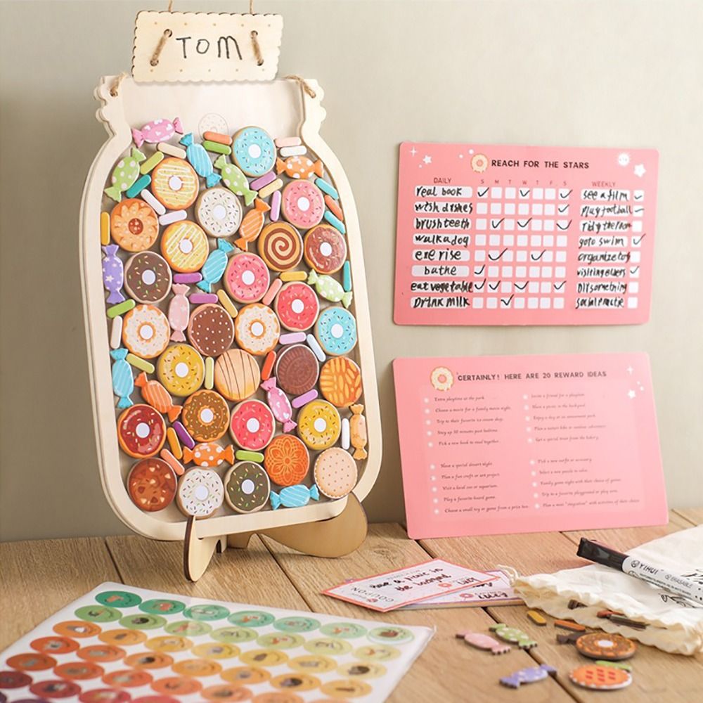 Kids Education Charts - Z motywem gwiazdek lub pączków, drewniana